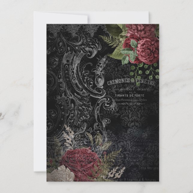 Carte De Correspondance Ephémère Rose française victorienne foncée (Devant)