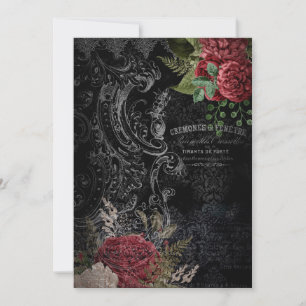 Carte De Correspondance Ephémère Rose française victorienne foncée