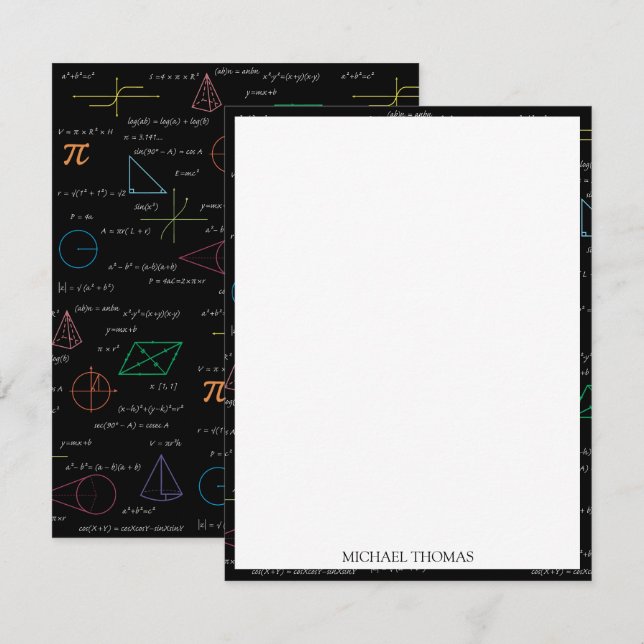 Carte De Correspondance Équations mathématiques colorées Formules mathémat (Devant / Derrière)