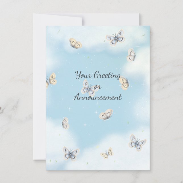 Carte De Correspondance Essaim de papillons dans un ciel bleu rêveux perso (Devant)
