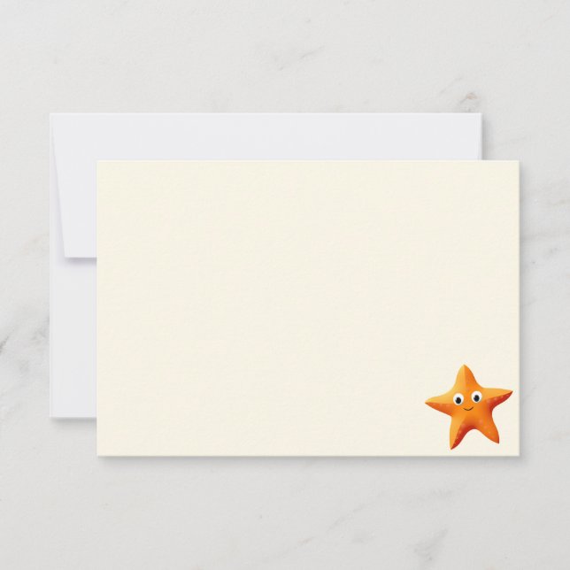 Carte De Correspondance Étoile de mer de dessin animé mignonne bleu océan  (Devant)