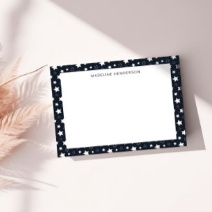Carte De Correspondance Étoiles blanches Whimsical Monogramme noir