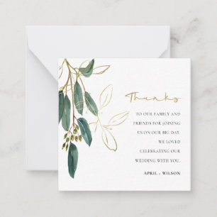 Carte De Correspondance Eucalyptus vert Merci d'aquarelle de feuillage