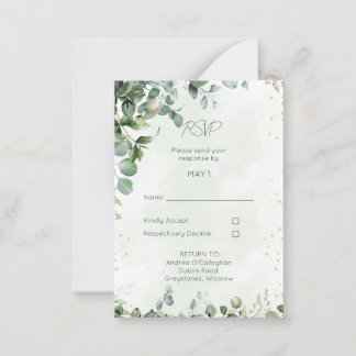 Carte De Correspondance Eucalyptus Wedding RSVP Card 1001