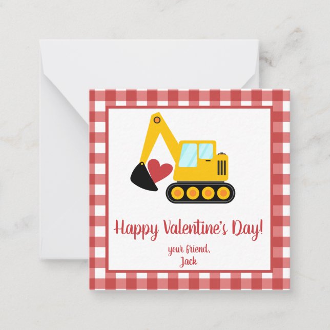 Carte De Correspondance Excavateur Valentine's Day Note (Devant)