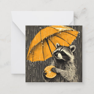 Carte De Correspondance Express dans la pluie : Raccoon minimaliste