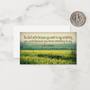 Carte De Correspondance F. Scott Fitzgerald Citation Inspirationnelle "Écr