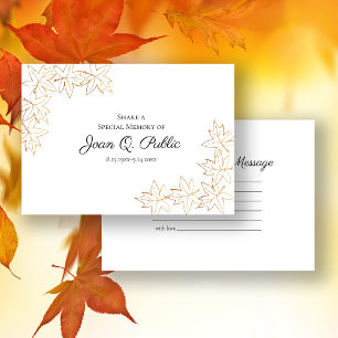 Carte De Correspondance Fall Maple Feuilles Edge Partager une mémoire funé