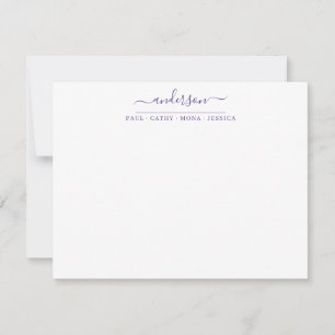 Carte De Correspondance Famille Nom Violet Violet Violet Script Calligraph
