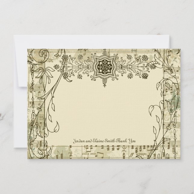 Carte De Correspondance Fancy Antique Music Personnalisée Merci Notes (Devant)