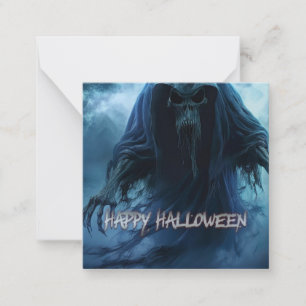 Carte De Correspondance Fantôme noir dans un paysage infernal - Halloween