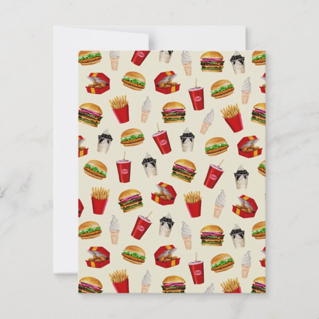 Carte De Correspondance Fast Food Burgers, Fries, Sundaes (Devant)