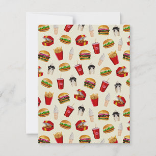 Carte De Correspondance Fast Food Burgers, Fries, Sundaes