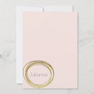 Carte De Correspondance Faux Gold Abstrait Circle Design Blush Pink Nom