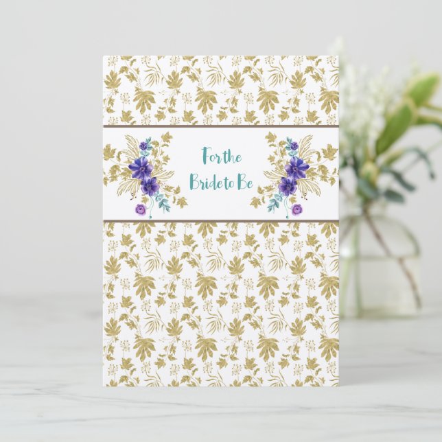 Carte De Correspondance Félicitations Douche ou Mariage Gold Purple (Debout devant)