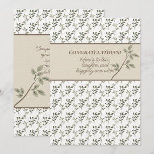 Carte De Correspondance Félicitations Douche ou Mariage Olive Green