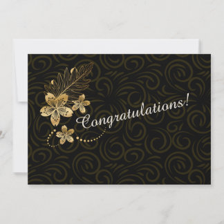 Carte De Correspondance Félicitations mariage ou anniversaire Gold Flower