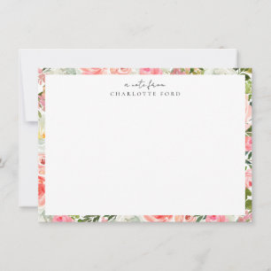 Carte De Correspondance Feminine Blush Rose Blanc Fille Botanique Floral