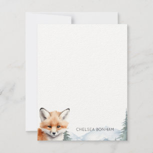 Carte De Correspondance Femme Red Fox Cub Dans Forêt Woodland Aquarelle