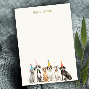 Carte De Correspondance Fête d'anniversaire de chien mignon aux aquarelles