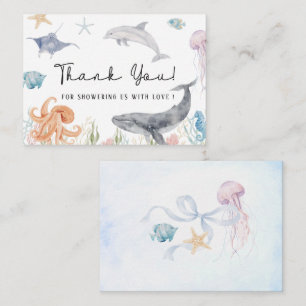 Carte De Correspondance Fête de bébé Elegant Aquarelle Mer vous bientot