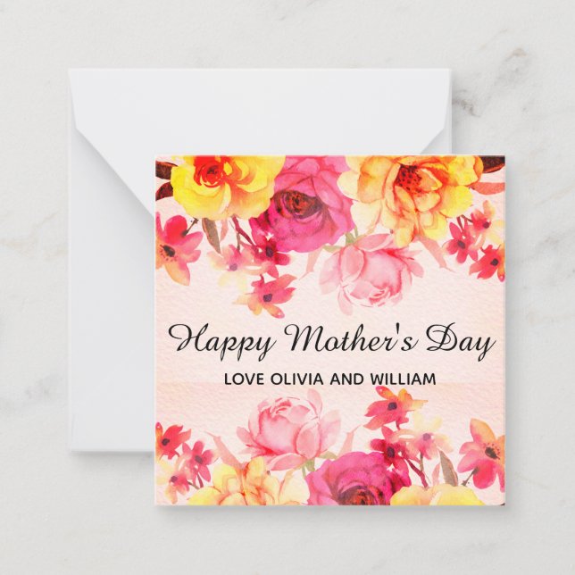 Carte De Correspondance Fête des mères aquarelle florale  (Devant)