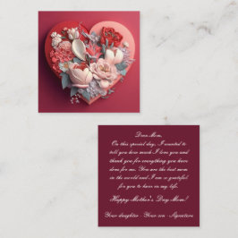 Carte De Correspondance Fête des Mères Cœur Floral