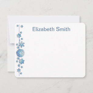 Carte De Correspondance Fête Motif Blue Snowflake Winter Chic