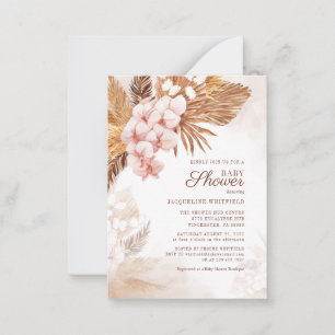 Carte De Correspondance Fête Prénatale Bohème Herbe de Pampas Fleurie Terr
