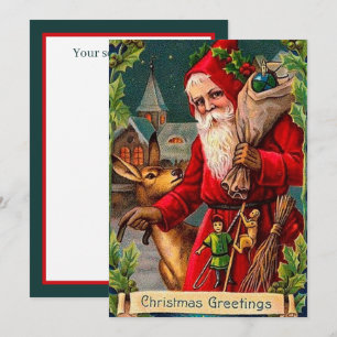 Carte De Correspondance fête vintage Noël Père Noël ajouter un sentiment