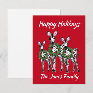 Carte De Correspondance Fêtes Zèbres, guirlande de Noël festive