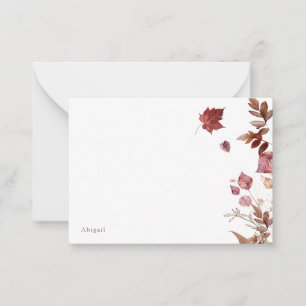 Carte De Correspondance Feuillage d'automne blanc personnalisé