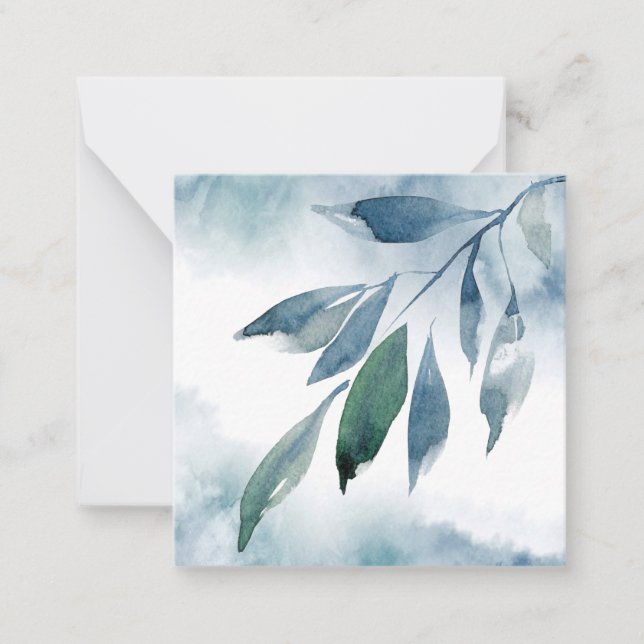 Carte De Correspondance Feuilles Abstraits Indigo Blue Green (Devant)
