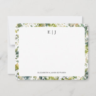 Carte De Correspondance Feuilles botaniques aquarelle personnalisées