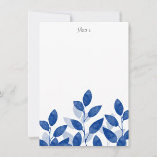Carte De Correspondance Feuilles de l'aquarelle Indigo
