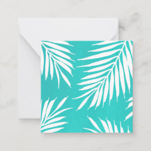 Carte De Correspondance Feuilles de palme acrylique blanc turquoise