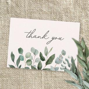 Carte De Correspondance Feuilles de verdure d'eucalyptus vert sauge Merci