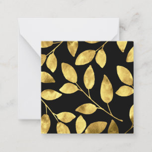 Carte De Correspondance Feuilles d'or et de couleur noire