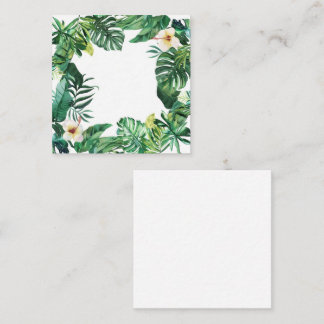 Carte De Correspondance Feuilles tropicaux et cadre Hibiscus