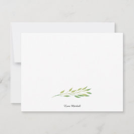 Carte De Correspondance Feuilles vert aquarelle