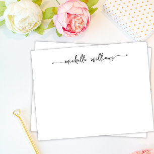 Carte De Correspondance Fille élégante Calligraphie Script Signature Noir