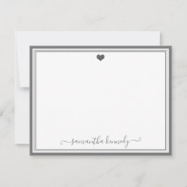 Carte De Correspondance Fille tendance chic Silver Grey Heart Nom personna