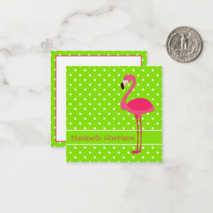 Carte De Correspondance Flamant Rose à Points noirs et Vert Personnalisé