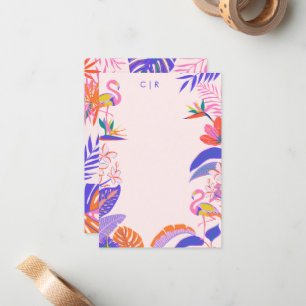 Carte De Correspondance Flamant rose des palmes tropicales