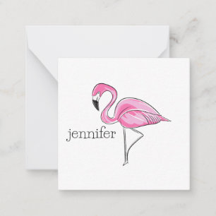 Carte De Correspondance Flamant rose rose Preppy Personnalisé