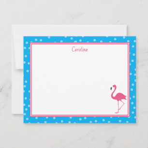Carte De Correspondance Flamant rose rose Tropical Pois Papier à lettres b