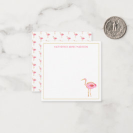 Carte De Correspondance Flamants roses tropicaux rose et or