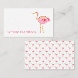 Carte De Correspondance Flamants roses tropicaux rose et or