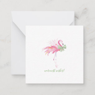 Carte De Correspondance Flamingo Rose Tropical Noël Aquarelle
