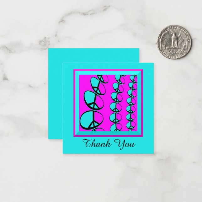 Carte De Correspondance Flat Peace Signs Thank You Cards (Devant/Arrière en situation)
